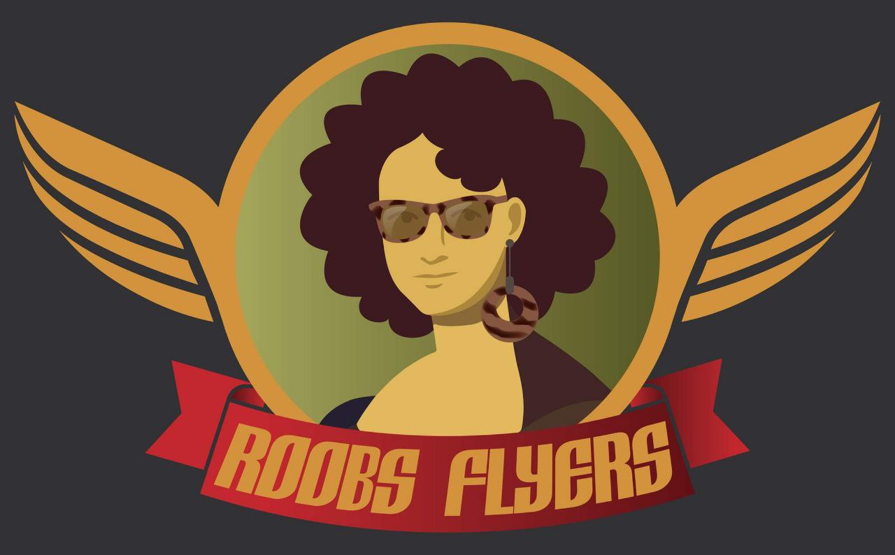 roobs flyer gun metal grey logo